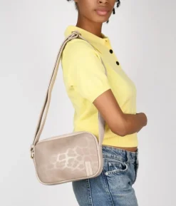 Online Bosanova Bolso bandolera taupe con grabado de leopardo