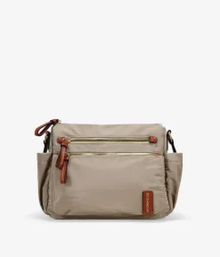 Clearance Bosanova Bolso bandolera taupe con cremalleras metálicas