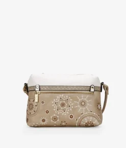 Outlet Bosanova Bolso bandolera taupe con bordado