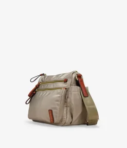 Clearance Bosanova Bolso bandolera taupe con cremalleras metálicas