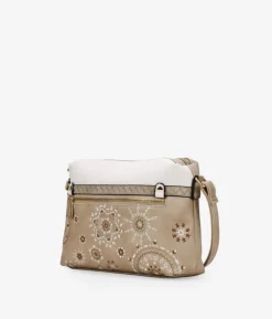 Outlet Bosanova Bolso bandolera taupe con bordado