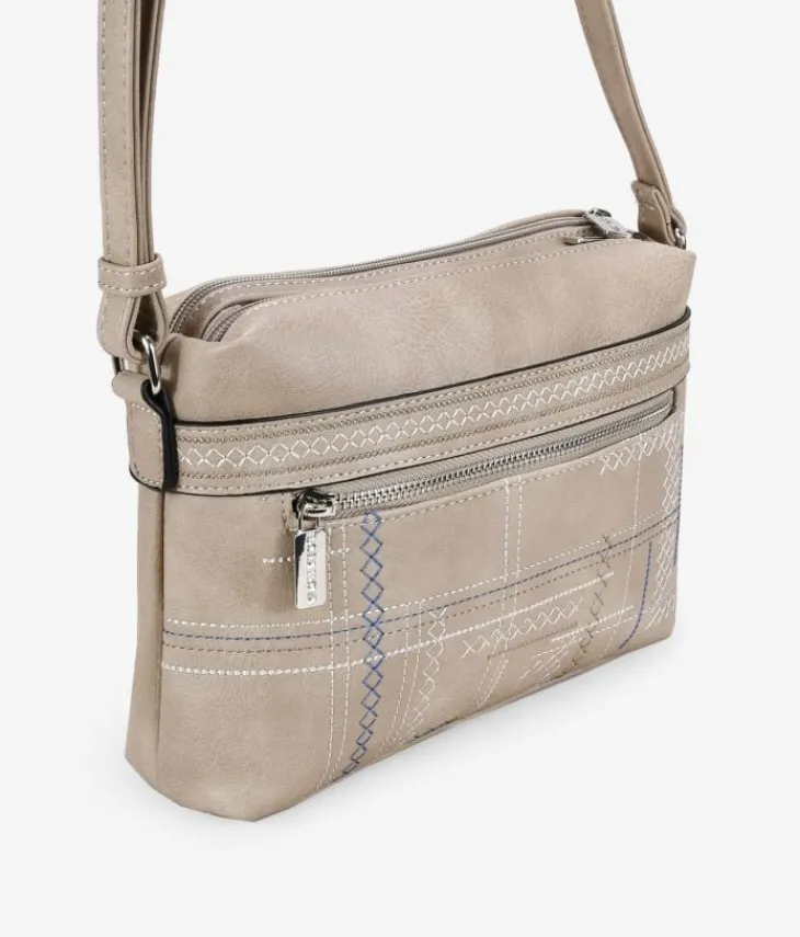 Best Bosanova Bolso bandolera taupe doble cremallera