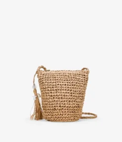 Clearance Bosanova Bolso bandolera tostado en rafia con cremallera