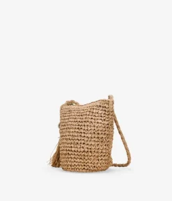 Clearance Bosanova Bolso bandolera tostado en rafia con cremallera