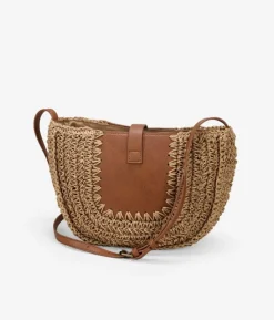 Best Bosanova Bolso bandolera tostado en rafia con solapa