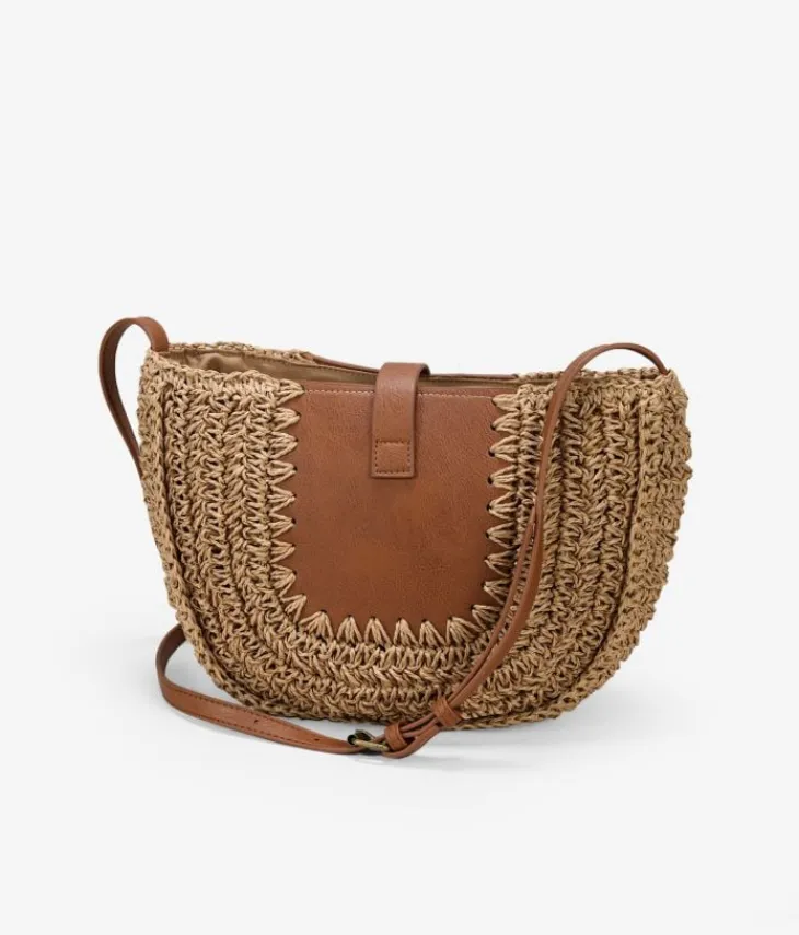 Best Bosanova Bolso bandolera tostado en rafia con solapa