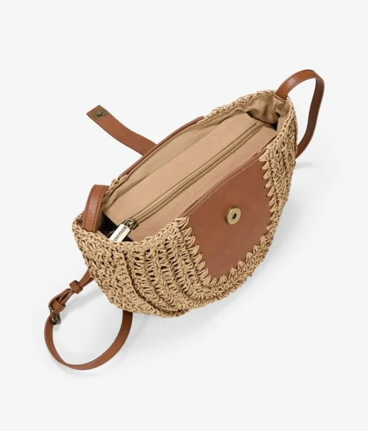 Best Bosanova Bolso bandolera tostado en rafia con solapa