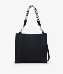 Outlet Bosanova Bolso cuadrado negro con asa de pañuelo