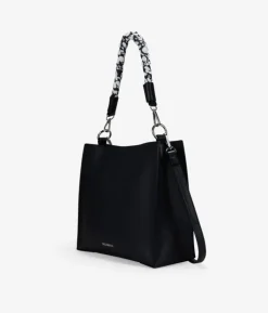 Outlet Bosanova Bolso cuadrado negro con asa de pañuelo