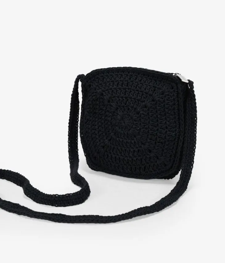 Best Bosanova Bolso de crochet cuadrado negro y multicolor