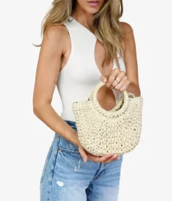 New Bosanova Bolso de esparto beige tipo canasto