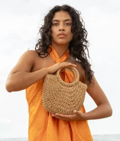 Sale Bosanova Bolso de esparto marrón tipo canasto