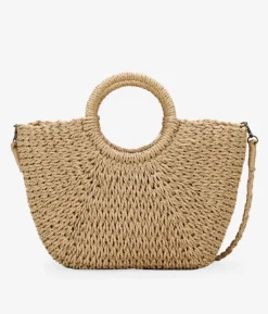 Hot Bosanova Bolso de esparto tostado tipo canasto