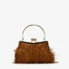 Fashion Bosanova Bolso de fiesta bronce con boquilla y asa metálica