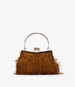 Fashion Bosanova Bolso de fiesta bronce con boquilla y asa metálica