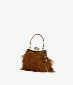 Fashion Bosanova Bolso de fiesta bronce con boquilla y asa metálica