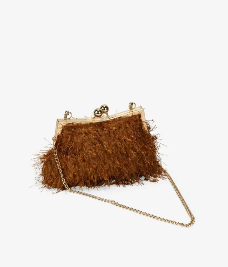 Fashion Bosanova Bolso de fiesta bronce con boquilla y asa metálica