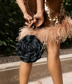 Hot Bosanova Bolso de fiesta negro con forma de flor