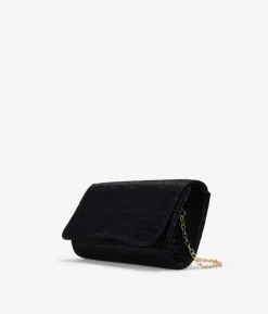 Best Bosanova Bolso de fiesta negro con solapa plisada