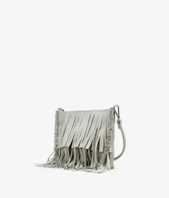 Clearance Bosanova Bolso de hombro beige con flecos y cadena