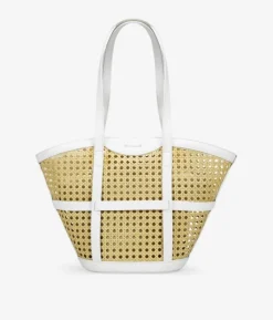 Hot Bosanova Bolso de hombro beige con rejilla de mimbre