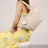 Best Bosanova Bolso de hombro beige en rafia con cremallera