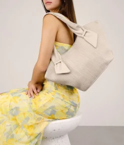 Best Bosanova Bolso de hombro beige en rafia con cremallera