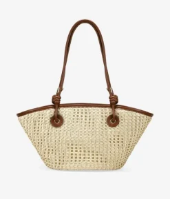 Best Bosanova Bolso de hombro beige en rafia con doble asa