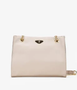 Best Bosanova Bolso de hombro cuadrado beige con asas de cadena