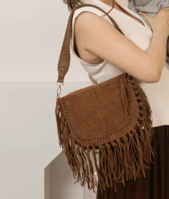 Clearance Bosanova Bolso de hombro cuero con solapa y flecos