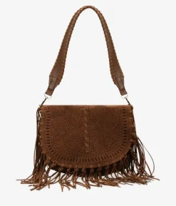 Clearance Bosanova Bolso de hombro cuero con solapa y flecos