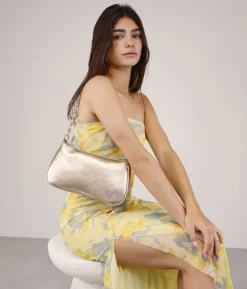 Best Bosanova Bolso de hombro dorado con cadena