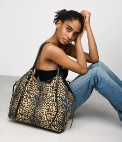 Hot Bosanova Bolso de hombro leopardo con hebillas metálicas