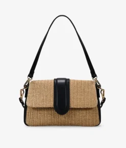 Clearance Bosanova Bolso de hombro negro en rafia con solapa