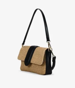 Clearance Bosanova Bolso de hombro negro en rafia con solapa