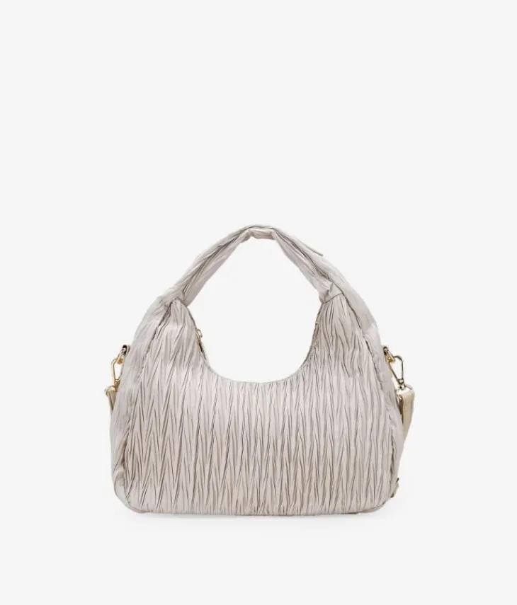 Clearance Bosanova Bolso de hombro piedra con fruncidos y cremallera