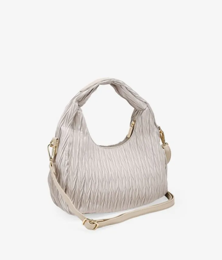 Clearance Bosanova Bolso de hombro piedra con fruncidos y cremallera