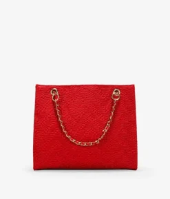 Hot Bosanova Bolso de hombro rojo con asas de cadena