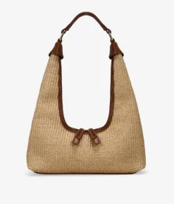 Clearance Bosanova Bolso de hombro tostado en rafia con cremallera