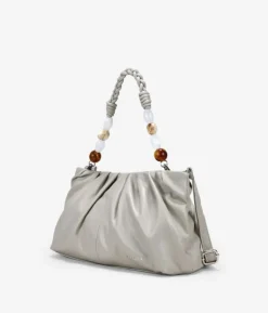 Discount Bosanova Bolso de mano beige con asa de cuentas