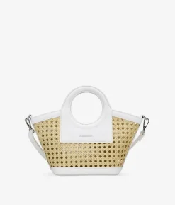 Outlet Bosanova Bolso de mano beige pequeño con rejilla de mimbre