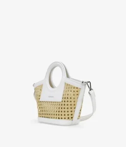 Outlet Bosanova Bolso de mano beige pequeño con rejilla de mimbre