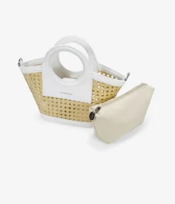 Outlet Bosanova Bolso de mano beige pequeño con rejilla de mimbre