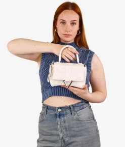 New Bosanova Bolso de mano blanco con espejo mariposa