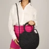 Discount Bosanova Bolso de mano media luna negro en rafia