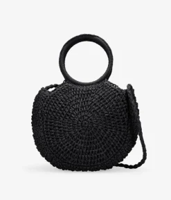 Discount Bosanova Bolso de mano media luna negro en rafia