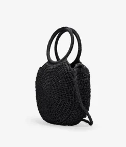 Discount Bosanova Bolso de mano media luna negro en rafia