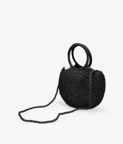 Discount Bosanova Bolso de mano media luna negro en rafia