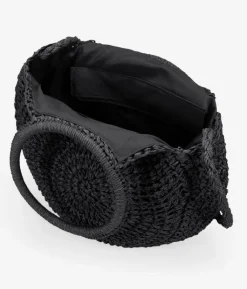 Discount Bosanova Bolso de mano media luna negro en rafia