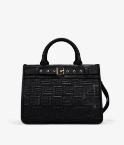 Fashion Bosanova Bolso de mano negro con cinturón y grabado